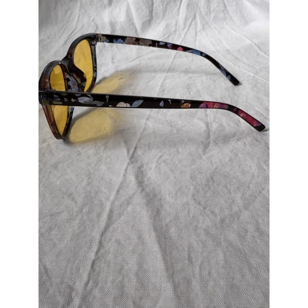 Night Vision Glasses Anti-Glare, Polarized, Unisex, Yellow Tinted Black/Flower